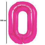 Balon din Folie Metalizata, Flippy, Figurina Cifra, Model 0, Tema Aniversare 100 cm, Ambalaj Individual, Pai Inclus,