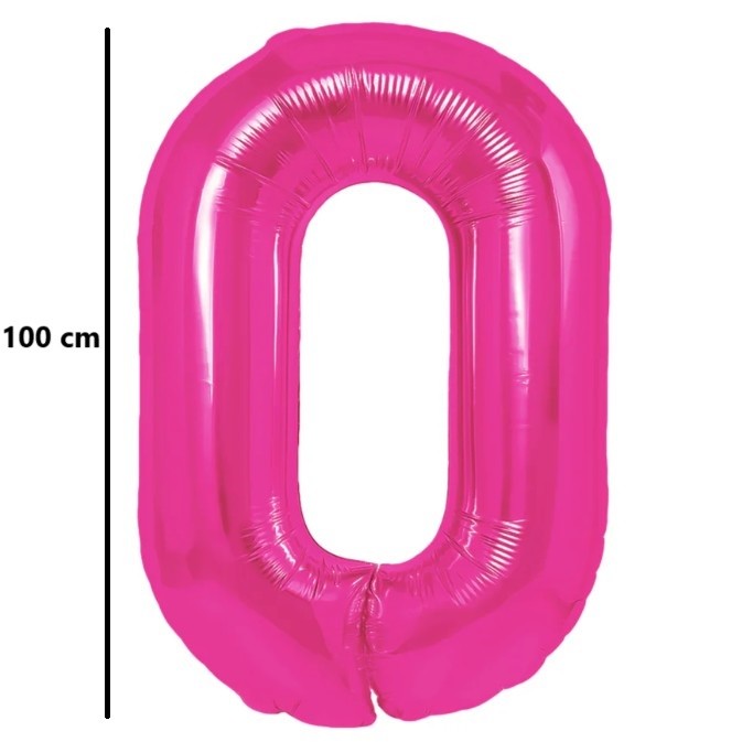 Balon din Folie Metalizata, Flippy, Figurina Cifra, Model 0, Tema Aniversare 100 cm, Ambalaj Individual, Pai Inclus,