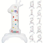 Balon din Folie Metalizata, Flippy, Figurina Cifra, Model 1 cu Happy Birthday Scris, Tema Aniversare 81 cm, Ambalaj