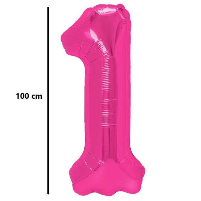 Balon din Folie Metalizata, Flippy, Figurina Cifra, Model 1, Tema Aniversare 100 cm, Ambalaj Individual, Pai Inclus,
