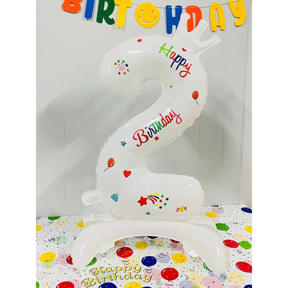 Balon din Folie Metalizata, Flippy, Figurina Cifra, Model 2 cu Happy Birthday Scris, Tema Aniversare 81 cm, Ambalaj