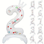Balon din Folie Metalizata, Flippy, Figurina Cifra, Model 2 cu Happy Birthday Scris, Tema Aniversare 81 cm, Ambalaj