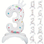 Balon din Folie Metalizata, Flippy, Figurina Cifra, Model 3 cu Happy Birthday Scris, Tema Aniversare 81 cm, Ambalaj