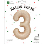 Balon din Folie Metalizata, Flippy, Figurina Cifra, Model 3, Tema Aniversare 100 cm, Ambalaj Individual, Pai Inclus,