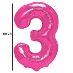 Balon din Folie Metalizata, Flippy, Figurina Cifra, Model 3, Tema Aniversare 100 cm, Ambalaj Individual, Pai Inclus,