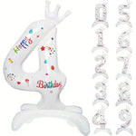 Balon din Folie Metalizata, Flippy, Figurina Cifra, Model 4 cu Happy Birthday Scris, Tema Aniversare 81 cm, Ambalaj