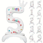 Balon din Folie Metalizata, Flippy, Figurina Cifra, Model 5 cu Happy Birthday Scris, Tema Aniversare 81 cm, Ambalaj