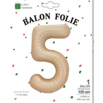 Balon din Folie Metalizata, Flippy, Figurina Cifra, Model 5, Tema Aniversare 100 cm, Ambalaj Individual, Pai Inclus,