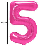Balon din Folie Metalizata, Flippy, Figurina Cifra, Model 5, Tema Aniversare 100 cm, Ambalaj Individual, Pai Inclus,