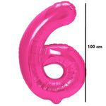 Balon din Folie Metalizata, Flippy, Figurina Cifra, Model 6, Tema Aniversare 100 cm, Ambalaj Individual, Pai Inclus,