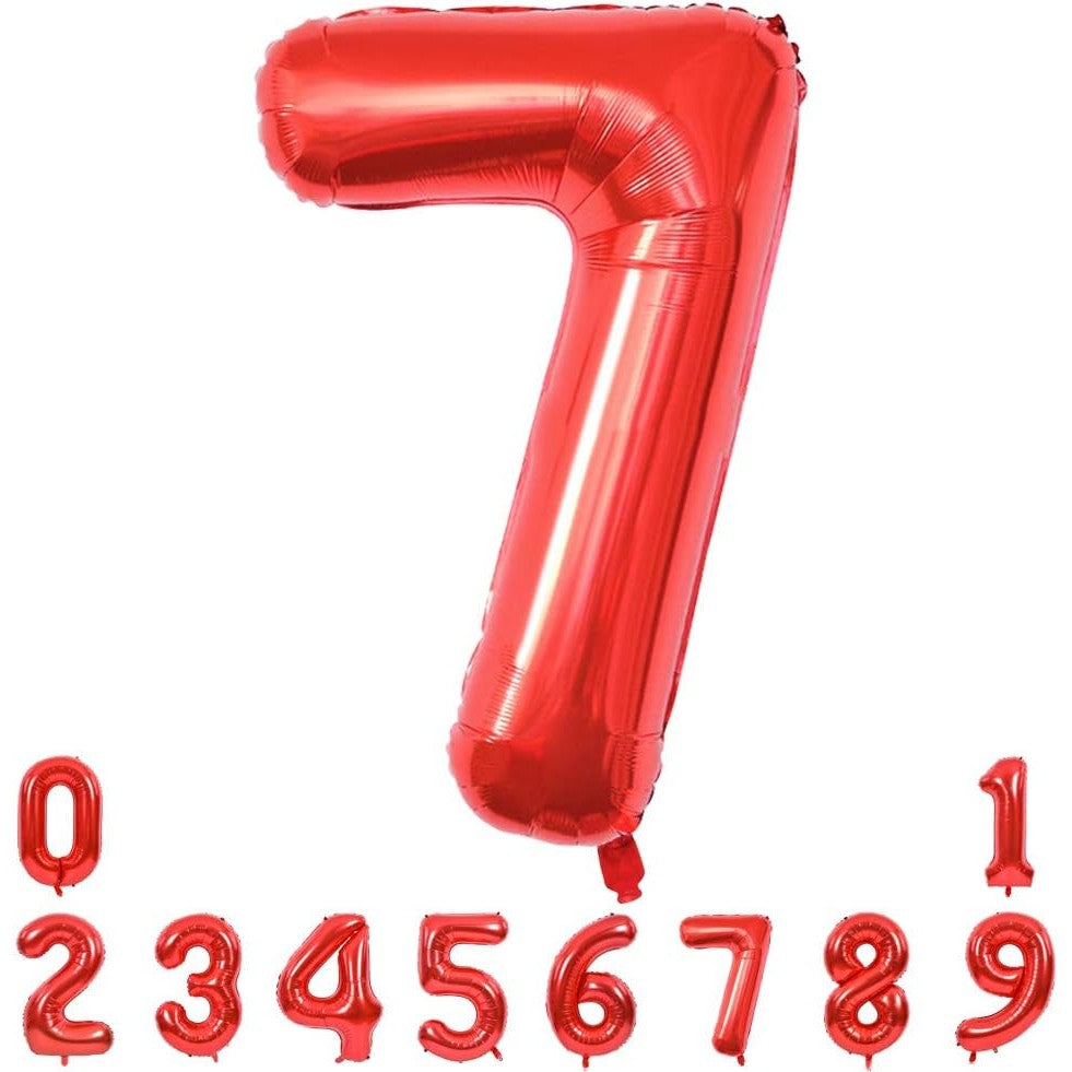 Balon din Folie Metalizata, Flippy, Figurina Cifra, Model 7, Tema Aniversare 40 cm, Ambalaj Individual, Pai Inclus,