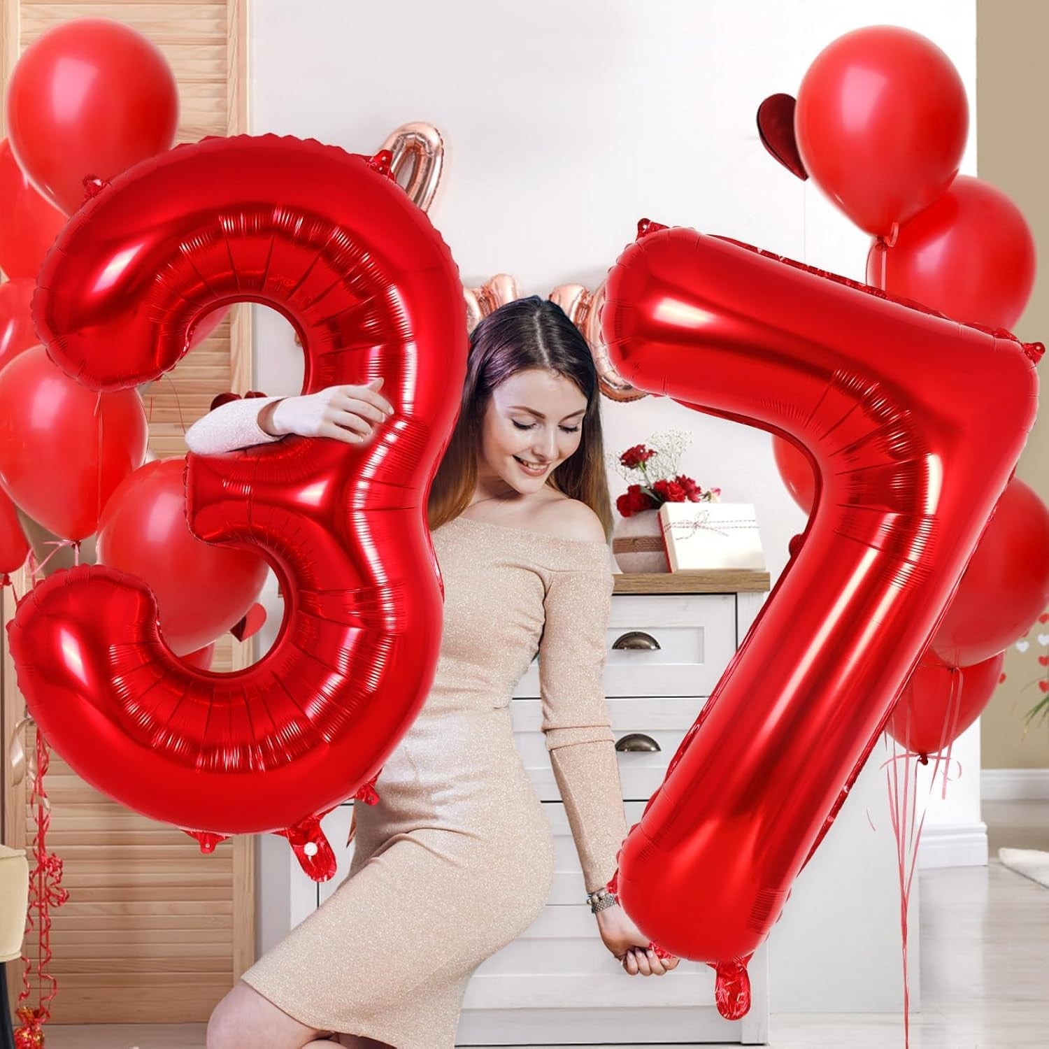 Balon din Folie Metalizata, Flippy, Figurina Cifra, Model 7, Tema Aniversare 40 cm, Ambalaj Individual, Pai Inclus,