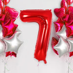 Balon din Folie Metalizata, Flippy, Figurina Cifra, Model 7, Tema Aniversare 40 cm, Ambalaj Individual, Pai Inclus,