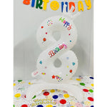 Balon din Folie Metalizata, Flippy, Figurina Cifra, Model 8 cu Happy Birthday Scris, Tema Aniversare 81 cm, Ambalaj