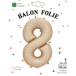 Balon din Folie Metalizata, Flippy, Figurina Cifra, Model 8, Tema Aniversare 100 cm, Ambalaj Individual, Pai Inclus,