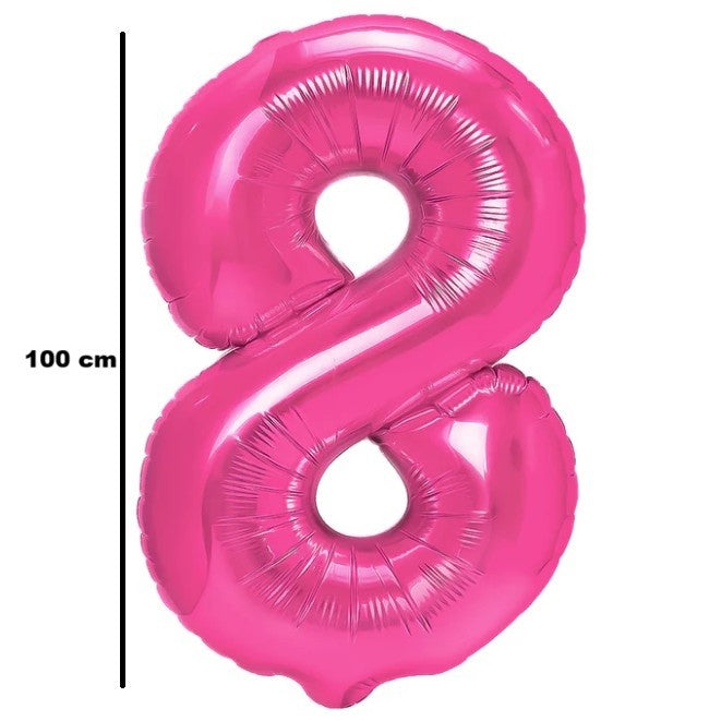 Balon din Folie Metalizata, Flippy, Figurina Cifra, Model 8, Tema Aniversare 100 cm, Ambalaj Individual, Pai Inclus,
