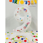 Balon din Folie Metalizata, Flippy, Figurina Cifra, Model 9 cu Happy Birthday Scris, Tema Aniversare 81 cm, Ambalaj