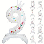 Balon din Folie Metalizata, Flippy, Figurina Cifra, Model 9 cu Happy Birthday Scris, Tema Aniversare 81 cm, Ambalaj
