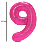 Balon din Folie Metalizata, Flippy, Figurina Cifra, Model 9, Tema Aniversare 100 cm, Ambalaj Individual, Pai Inclus,