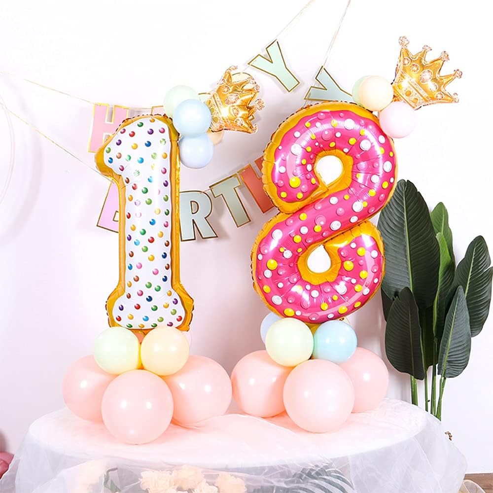 Balon din Folie Metalizata Flippy, Figurina Cifra, Model Candy, Tema Aniversare 100 cm, Ambalaj Individual, Pai inclus,