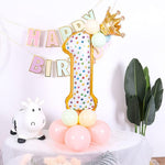 Balon din Folie Metalizata Flippy, Figurina Cifra, Model Candy, Tema Aniversare 100 cm, Ambalaj Individual, Pai inclus,