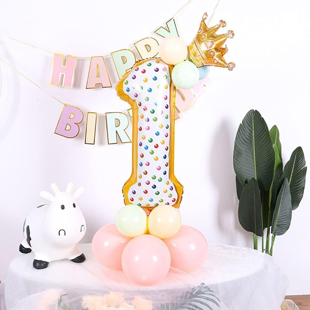 Balon din Folie Metalizata Flippy, Figurina Cifra, Model Candy, Tema Aniversare 100 cm, Ambalaj Individual, Pai inclus,