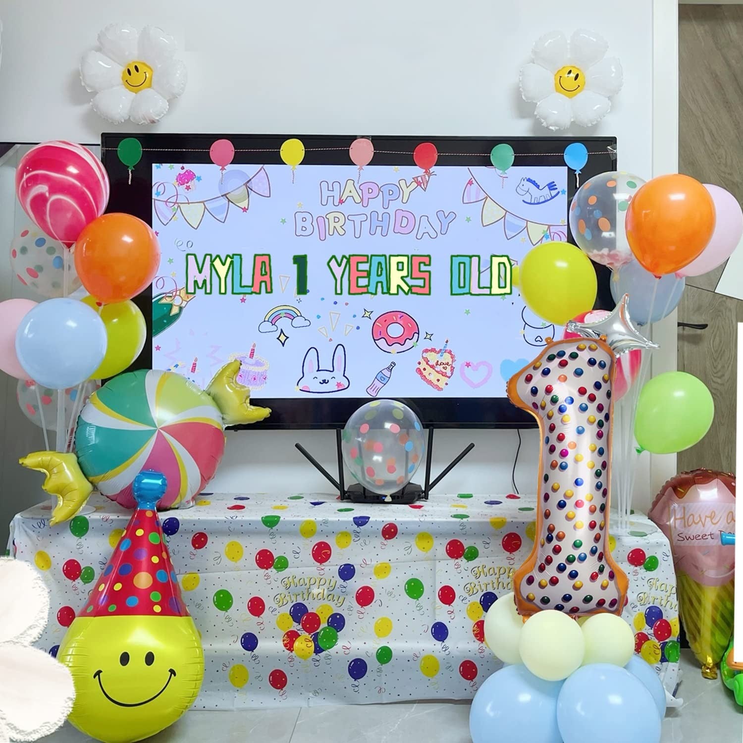 Balon din Folie Metalizata Flippy, Figurina Cifra, Model Candy, Tema Aniversare 100 cm, Ambalaj Individual, Pai inclus,
