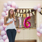 Balon din Folie Metalizata Flippy, Figurina Cifra, Model Candy, Tema Aniversare 100 cm, Ambalaj Individual, Pai inclus,