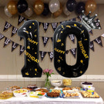 Balon din Folie Metalizata Flippy, Figurina Cifra, Scris Happy Birthday, Tema Aniversare 100 cm, Ambalaj Individual,