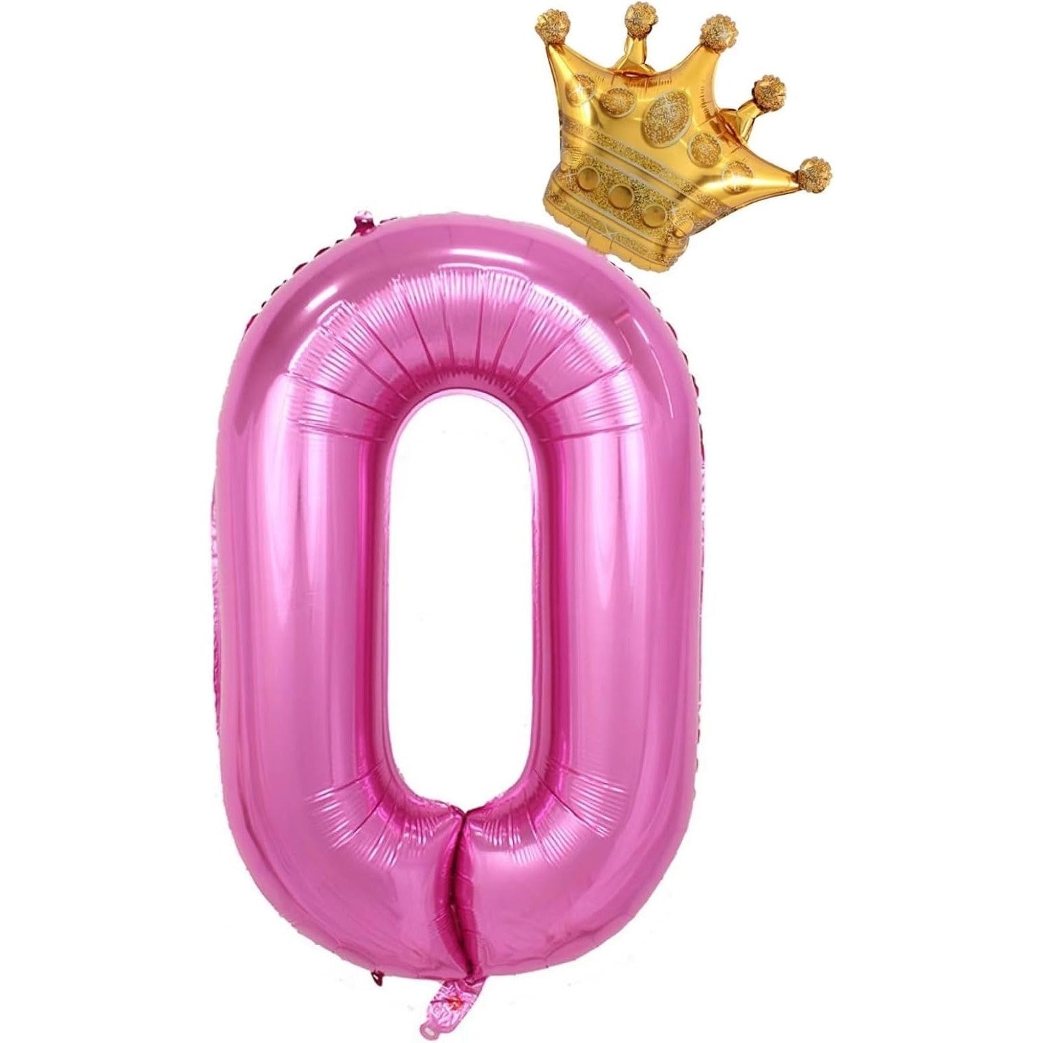 Balon din Folie Metalizata Flippy, Figurina Cifra si Coroana, Tema Aniversare 100 cm, Ambalaj Individual, Pai inclus,