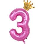 Balon din Folie Metalizata Flippy, Figurina Cifra si Coroana, Tema Aniversare 100 cm, Ambalaj Individual, Pai inclus,