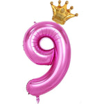 Balon din Folie Metalizata Flippy, Figurina Cifra si Coroana, Tema Aniversare 100 cm, Ambalaj Individual, Pai inclus,