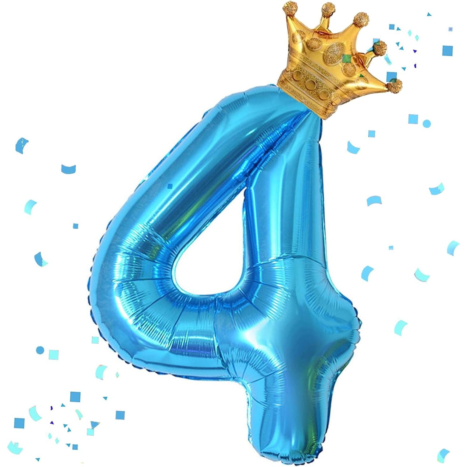 Balon din Folie Metalizata Flippy, Figurina Cifra si Coroana, Tema Aniversare 100 cm, Ambalaj Individual, Pai inclus,