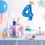 Balon din Folie Metalizata Flippy, Figurina Cifra si Coroana, Tema Aniversare 100 cm, Ambalaj Individual, Pai inclus,