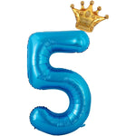 Balon din Folie Metalizata Flippy, Figurina Cifra si Coroana, Tema Aniversare 100 cm, Ambalaj Individual, Pai inclus,