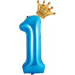 Balon din Folie Metalizata Flippy, Figurina Cifra si Coroana, Tema Aniversare 100 cm, Ambalaj Individual, Pai inclus,