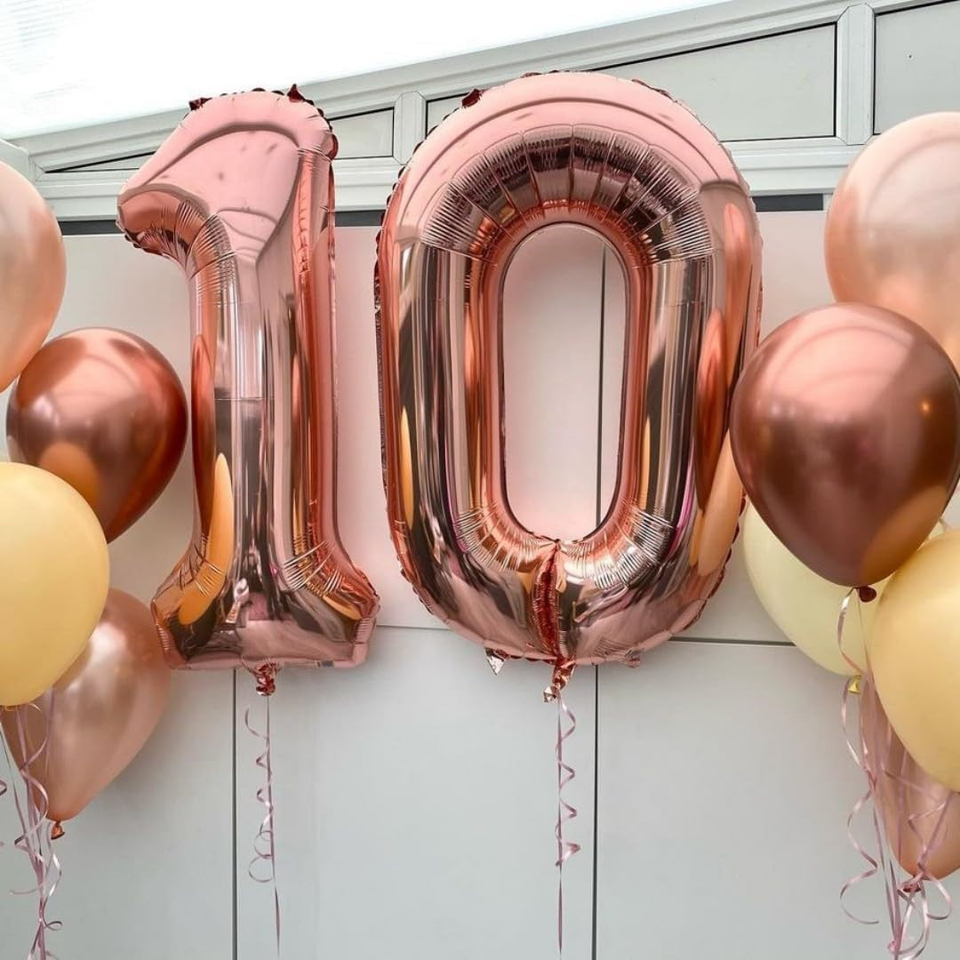 Balon din Folie Metalizata Flippy, Figurina Cifra, Tema Aniversare 100 cm, Ambalaj Individual, Pai inclus, Umflare cu