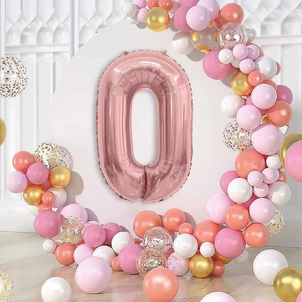Balon din Folie Metalizata Flippy, Figurina Cifra, Tema Aniversare 100 cm, Ambalaj Individual, Pai inclus, Umflare cu