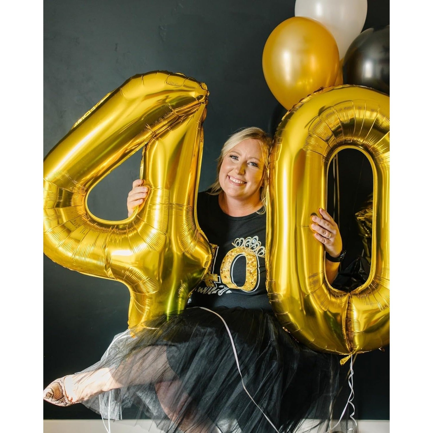 Balon din Folie Metalizata Flippy, Figurina Cifra, Tema Aniversare 100 cm, Ambalaj Individual, Pai inclus, Umflare cu