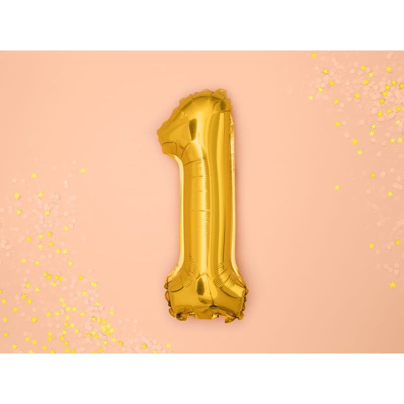 Balon din Folie Metalizata Flippy, Figurina Cifra, Tema Aniversare 100 cm, Ambalaj Individual, Pai inclus, Umflare cu