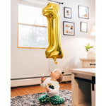 Balon din Folie Metalizata Flippy, Figurina Cifra, Tema Aniversare 100 cm, Ambalaj Individual, Pai inclus, Umflare cu