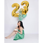Balon din Folie Metalizata Flippy, Figurina Cifra, Tema Aniversare 100 cm, Ambalaj Individual, Pai inclus, Umflare cu