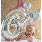 Balon din Folie Metalizata, Flippy, Figurina Cifra, Tema Aniversare 100 cm, Ambalaj Individual, Pai inclus, Umflare cu