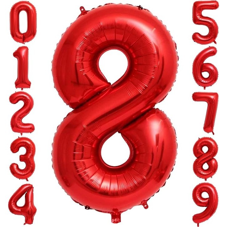 Balon din Folie Metalizata Flippy, Figurina Cifra, Tema Aniversare 100 cm, Ambalaj Individual, Pai inclus, Umflare cu