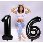Balon din Folie Metalizata Flippy, Figurina Cifra, Tema Aniversare 40 cm, Ambalaj Individual, Pai inclus, Umflare cu