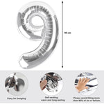 Balon din Folie Metalizata Flippy, Figurina Cifra, Tema Aniversare 40 cm, Ambalaj Individual, Pai inclus, Umflare cu