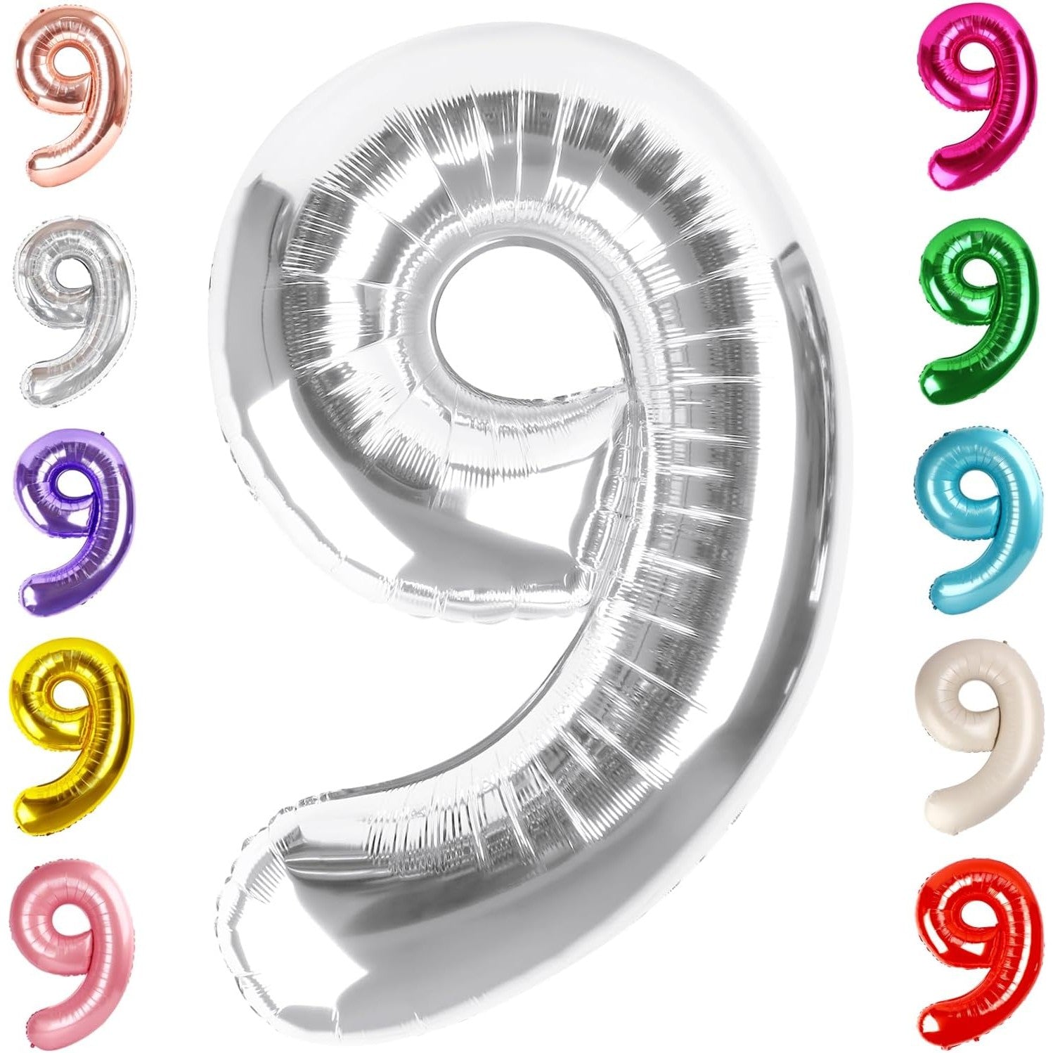 Balon din Folie Metalizata Flippy, Figurina Cifra, Tema Aniversare 40 cm, Ambalaj Individual, Pai inclus, Umflare cu