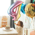 Balon din Folie Metalizata Flippy, Figurina Cifra, Tema Aniversare 40 cm, Ambalaj Individual, Pai inclus, Umflare cu