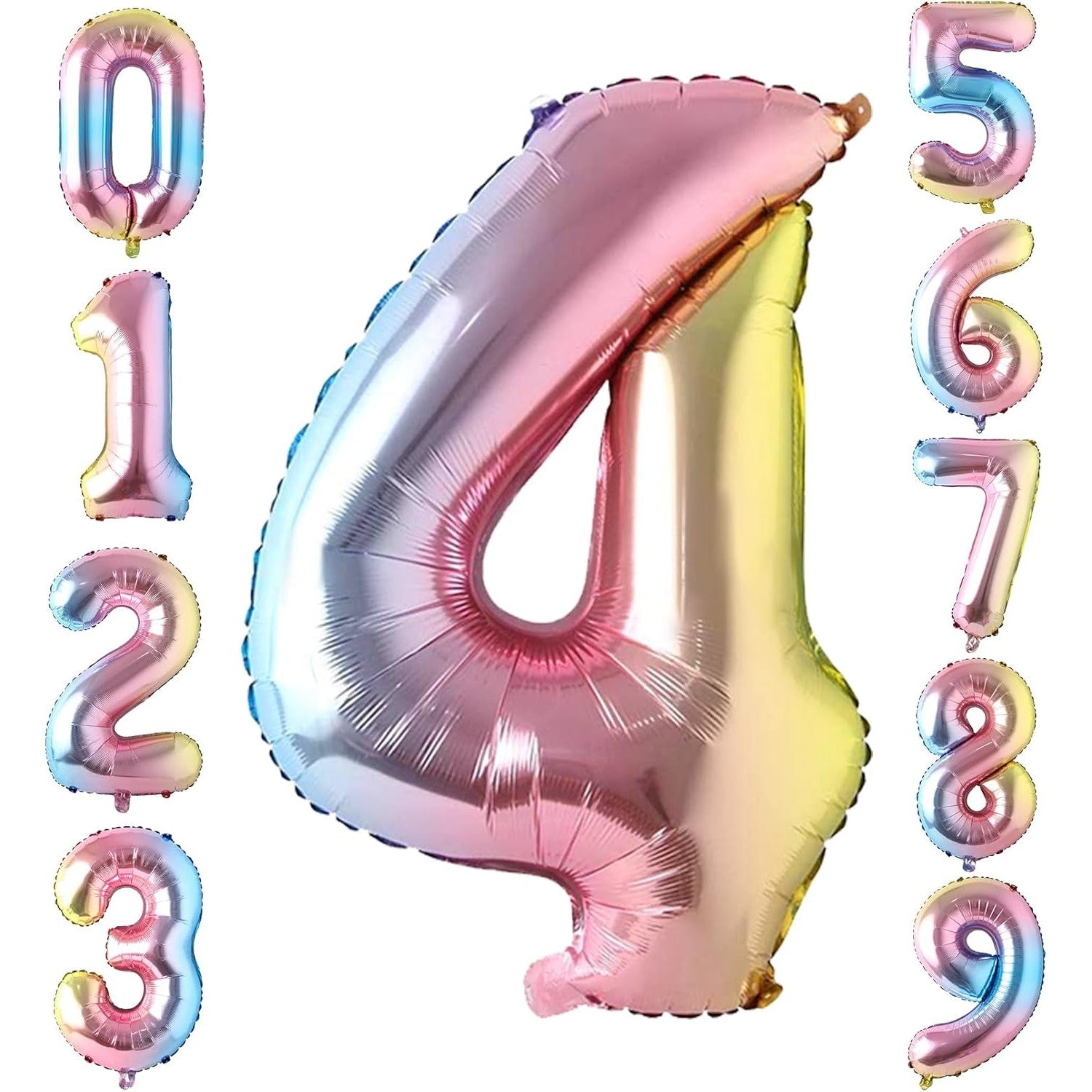 Balon din Folie Metalizata Flippy, Figurina Cifra, Tema Aniversare 40 cm, Ambalaj Individual, Pai inclus, Umflare cu