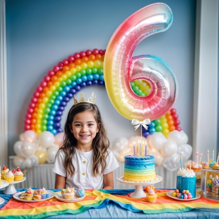 Balon din Folie Metalizata Flippy, Figurina Cifra, Tema Aniversare 40 cm, Ambalaj Individual, Pai inclus, Umflare cu